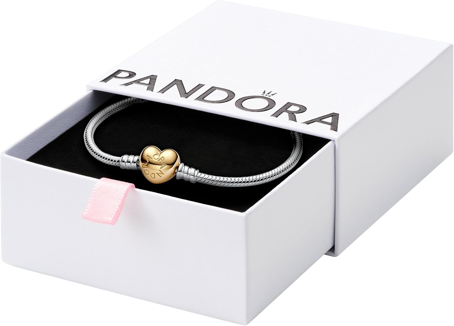 PANDORA Moments Heart Clasp Snake Chain Bracelet for Her Gift
