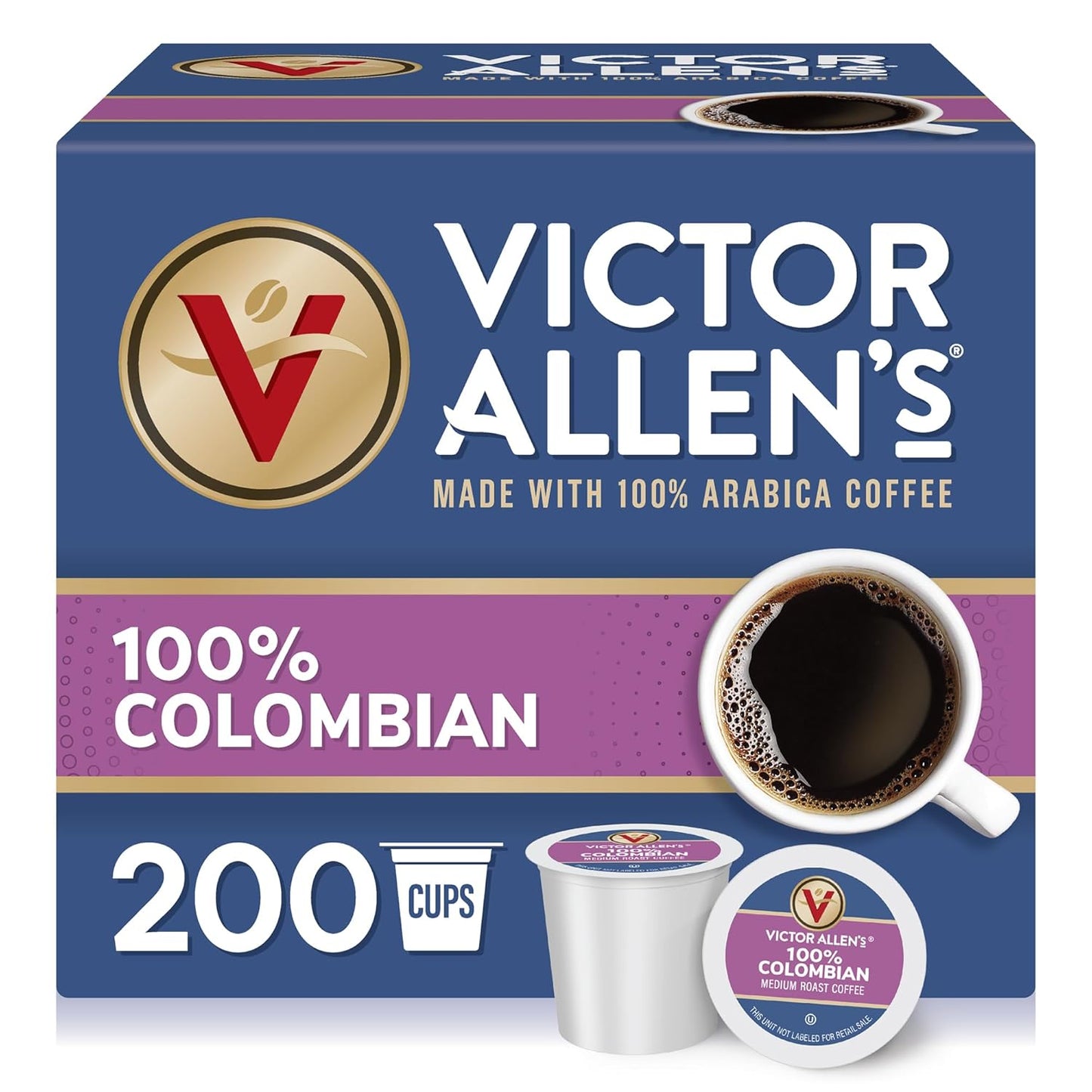Victor Allen's 100% Colombian Medium Roast Coffee Pods 200 Count
