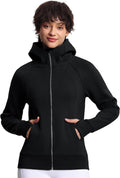 Women's Zip Up Hoodies Fleece Workout Jacket with Thumb Hole - Cozy