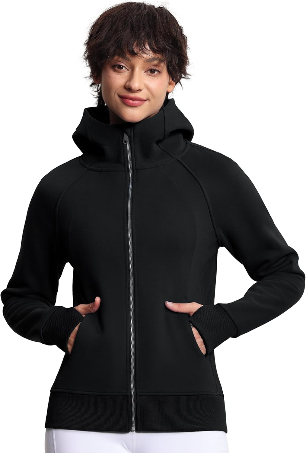Women's Zip Up Hoodies Fleece Workout Jackets with Pockets