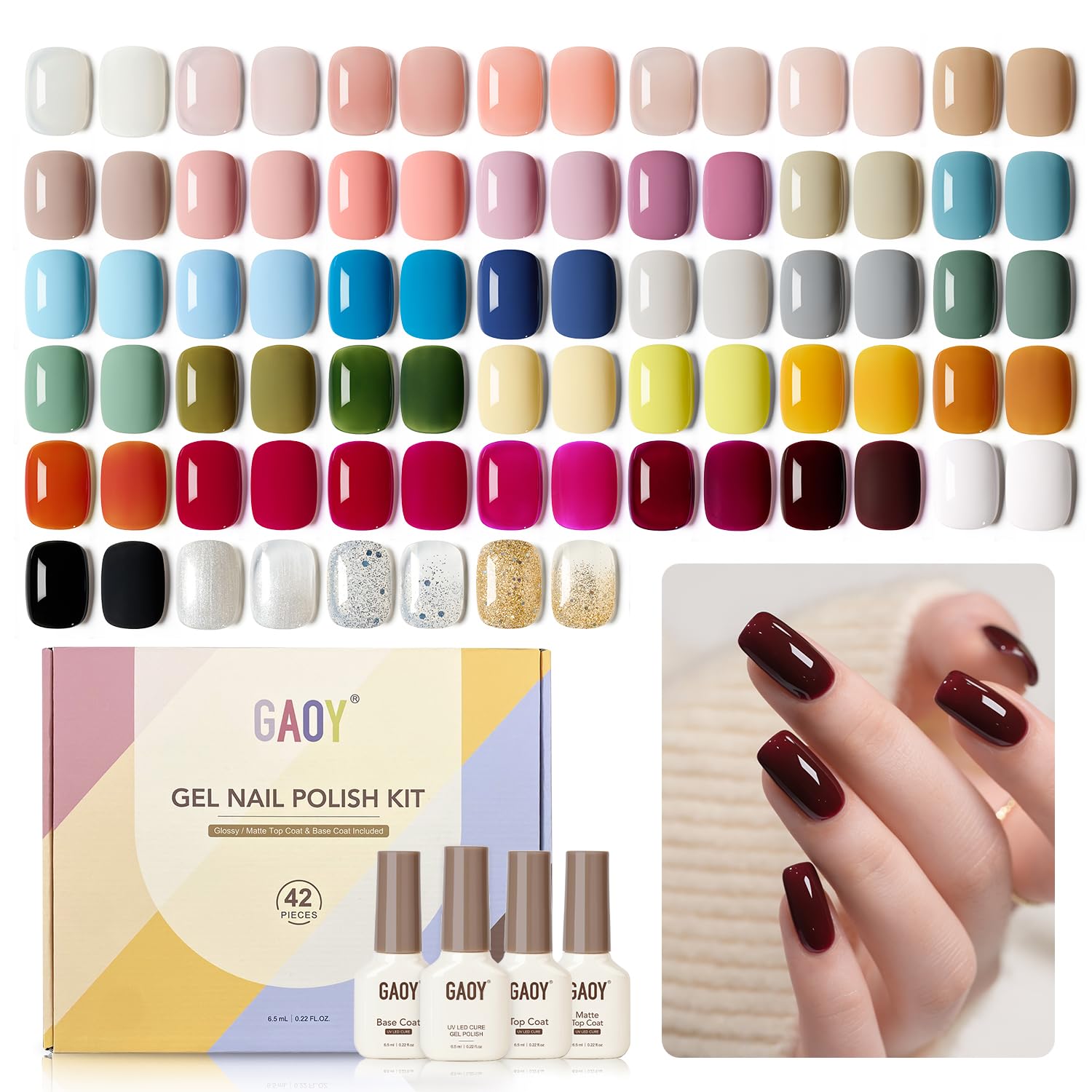 GAOY 42 Pcs Gel Nail Polish Kit for Stunning DIY Manicures