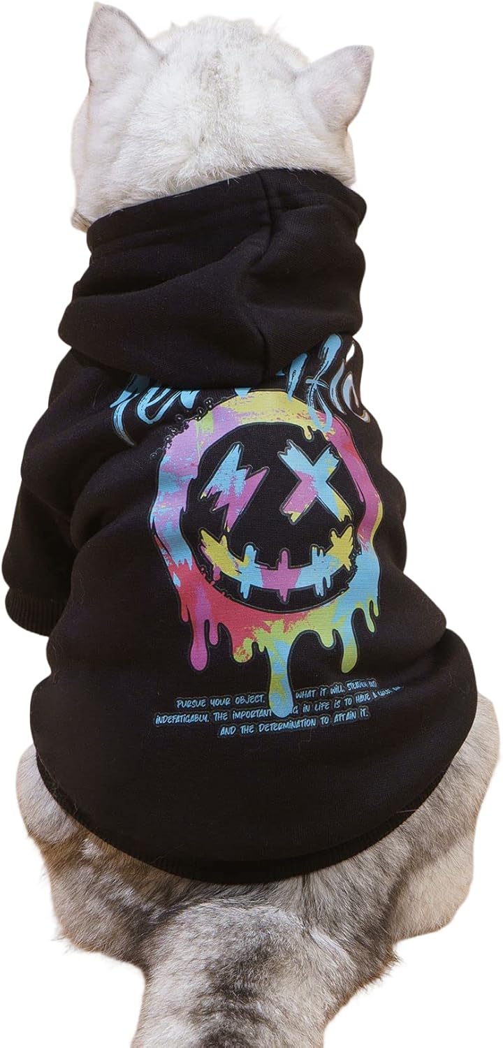 Stylish Black Dog Hoodie | QWINEE