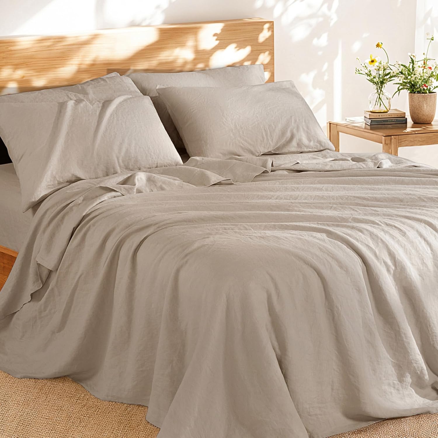 Shilucheng 100% French Linen Queen Size Bed Sheets Set Review
