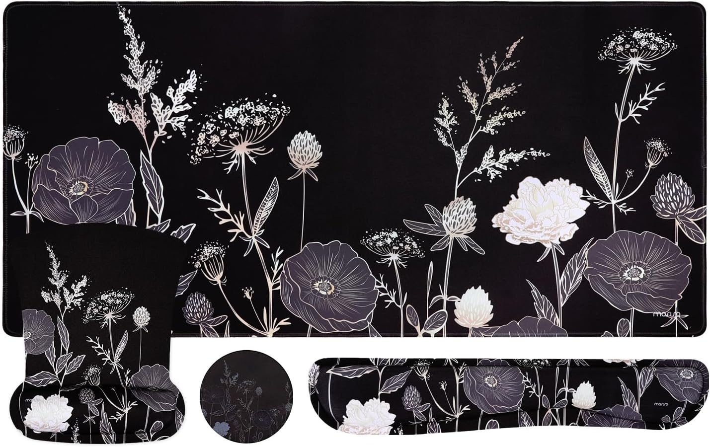 MOSISO Floral Gaming Set, Ergonomic & Non-Slip