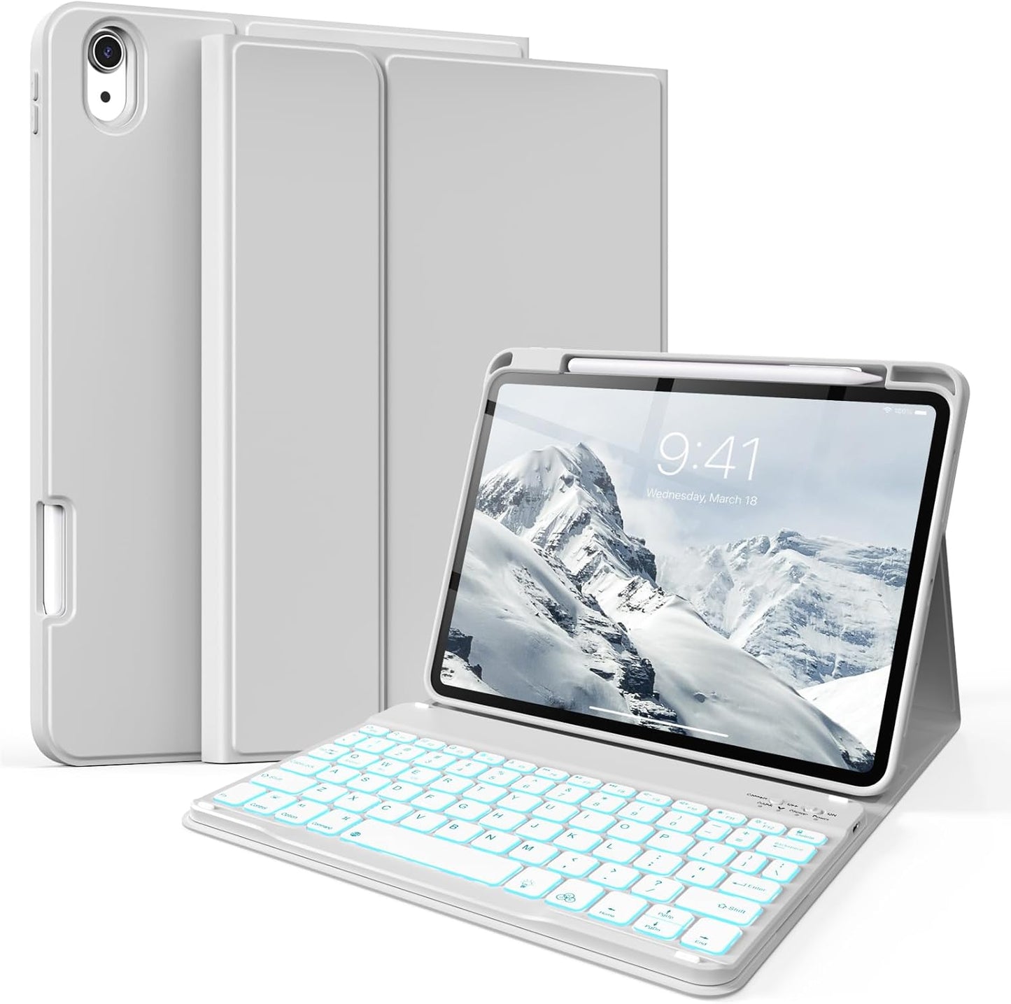 Kenke iPad 11/10th Gen Case with Detachable Keyboard and Backlight