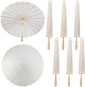 6 Pieces 33in White Paper Umbrellas Parasol Set - Vintage Wedding