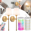 Battery Operated Wall Sconce Set of 2 - Rechargeable Peel and Stick
