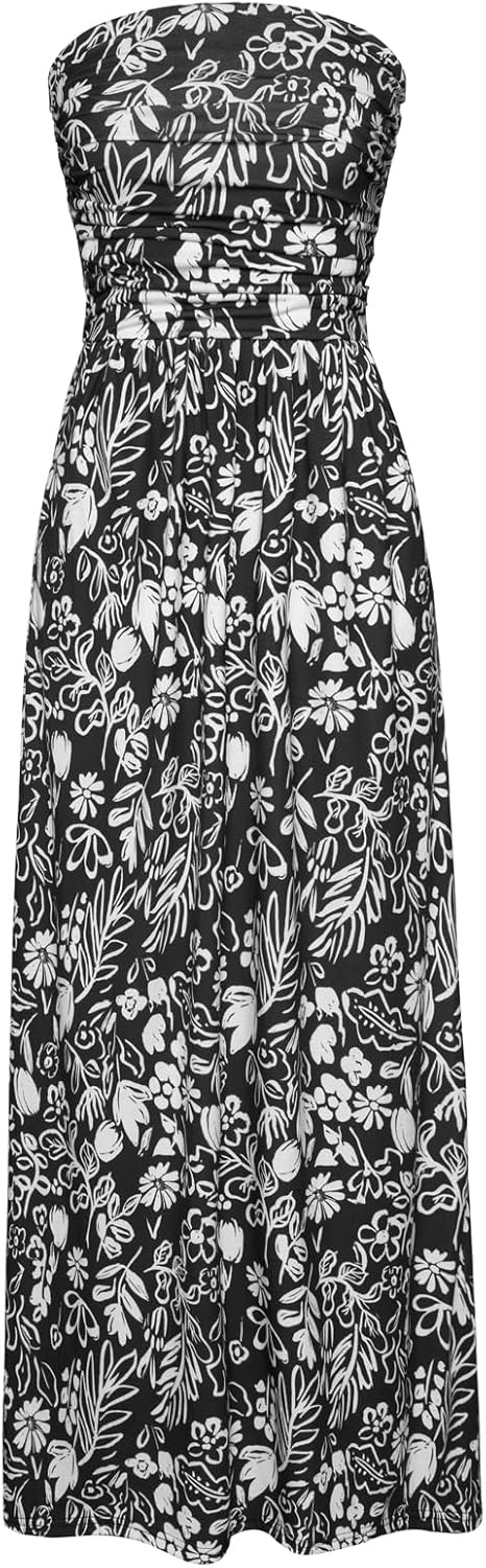 Strapless Maxi Dress with Pockets for Women by GRACE KARIN
