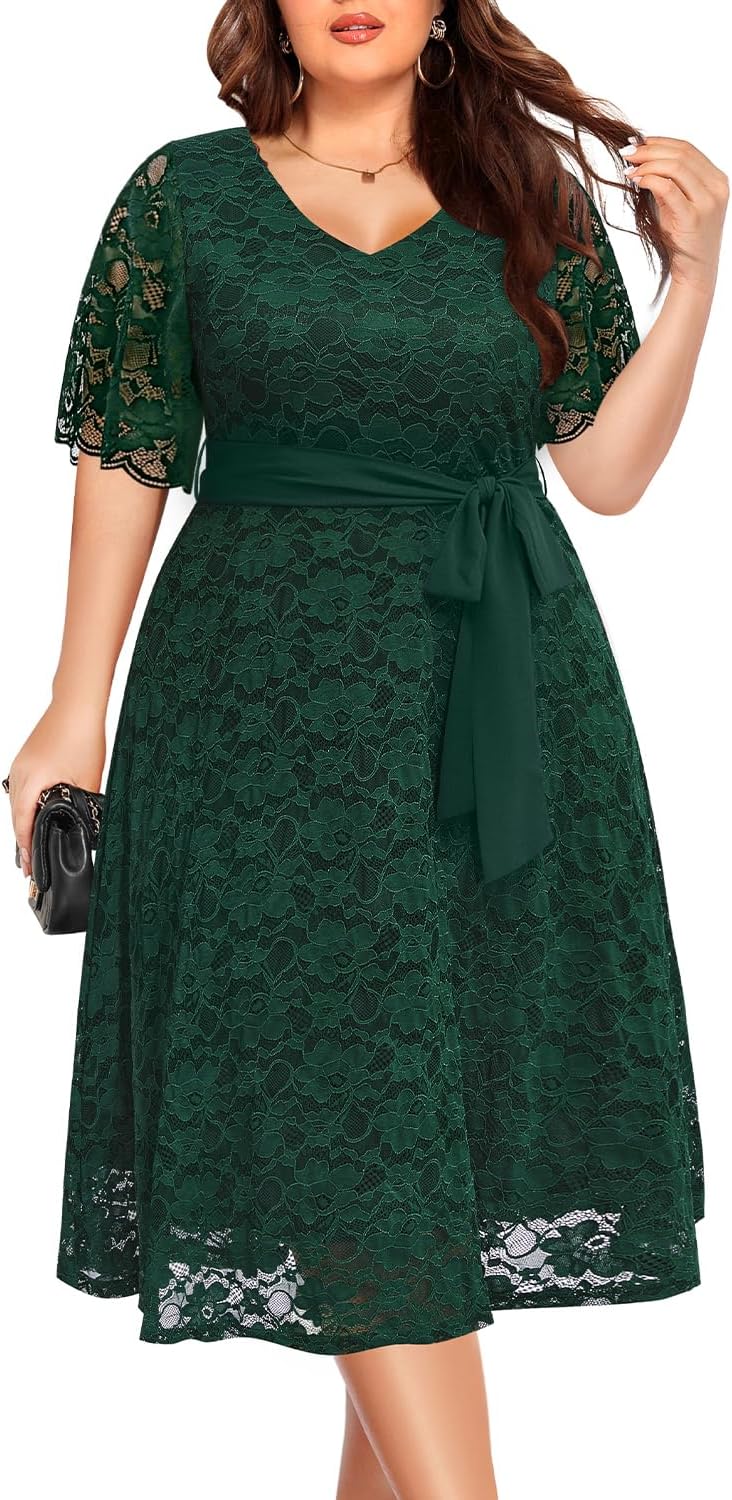 Pinup Fashion Women Plus Size Lace Bridal Shower Dress