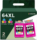Ankink Remanufactured Ink Cartridge for HP 64XL Color 2-Pack - Value