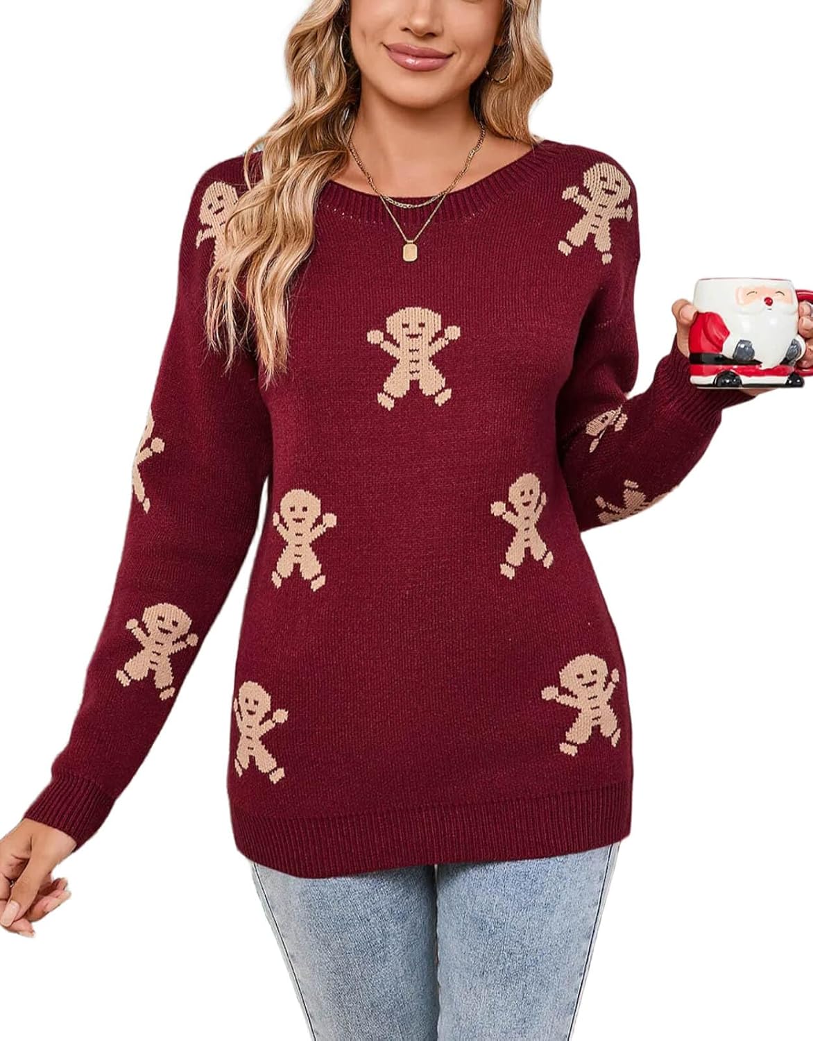 Cute Multi-Hearts Knitted Casual Sweater for Women