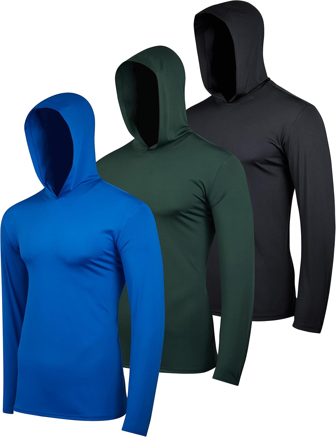 Men's Dry Fit Wicking Long Sleeve Fishing Hoodie Pullover 3 Pack