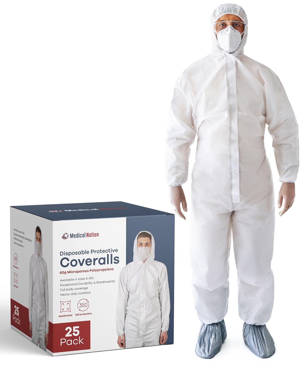 Hazmat Suits Disposable 25 Pack for Heavy Duty Protection