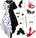 Dalmatian Black and White Costume Dress with Wig and Accessories