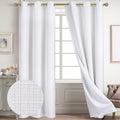 100% Blackout Curtains White Linen Drapes W42 x L95 in - Sleep Better