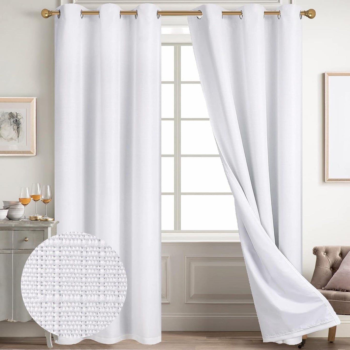 Diraysid 100% Blackout Curtains for Bedroom - Elegant Linen Look