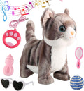 Gray Walking Cat Plush Robot Kitten - Singing, Meowing, Remote Control