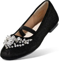 DREAM PAIRS Girls Ballet Flats Flower Mary Jane - Sparkly Dress