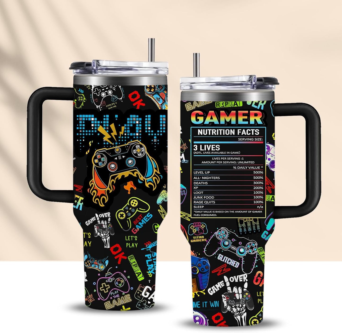 40oz Gamer Coffee Tumbler - Stay Focused!