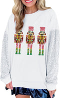 Christmas Sequins Sweatshirt Women Sparkly Crewneck Pullover - Festive