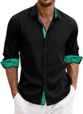 Men's Dress Shirt Long Sleeve Button Down - Stylish Inner Contrast