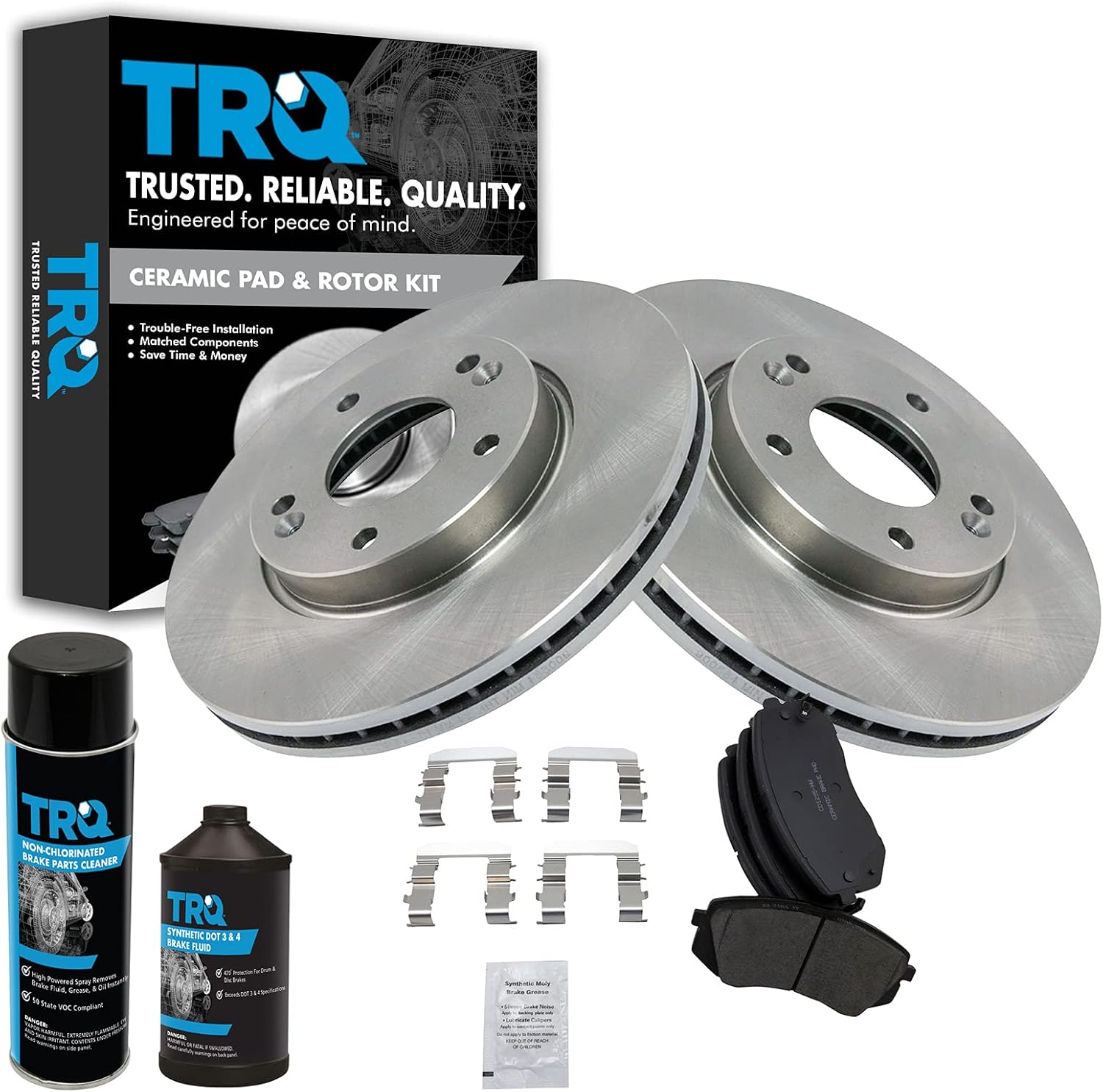 TRQ Front Brake Pad & Rotor Kit for 2007-2009 Kia Rondo