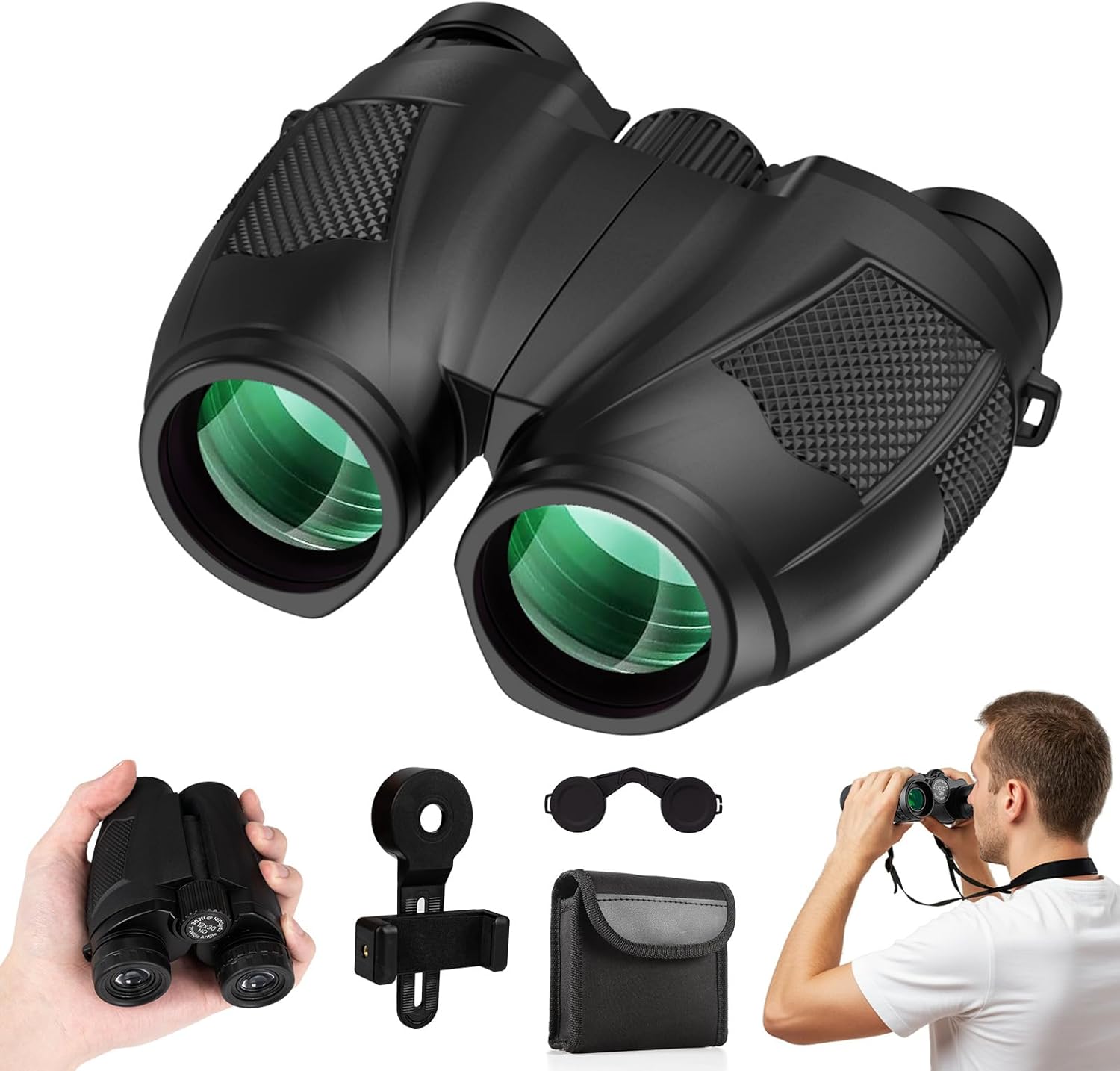12x30 Compact Binoculars for Adults and Kids - Lightweight Design
