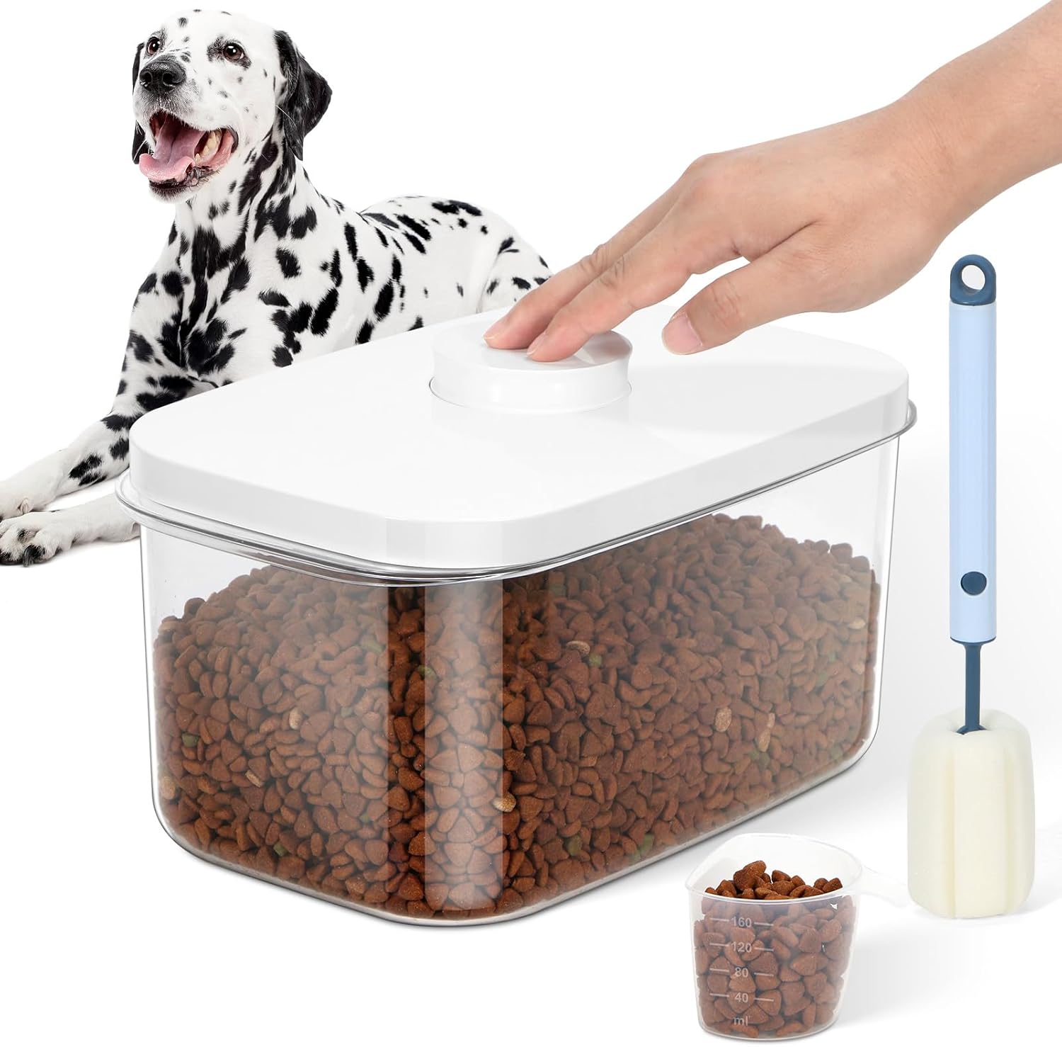 Airtight Dog Cat Food Storage Container Set with Scoop & Brush