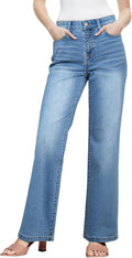 Sidefeel Wide Leg Jeans High Waisted Tummy Control - Stretchy Denim