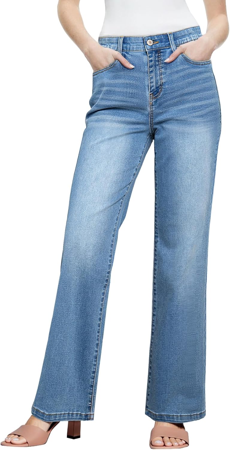 Wide Leg Jeans for Women with High Waist and Tummy Control