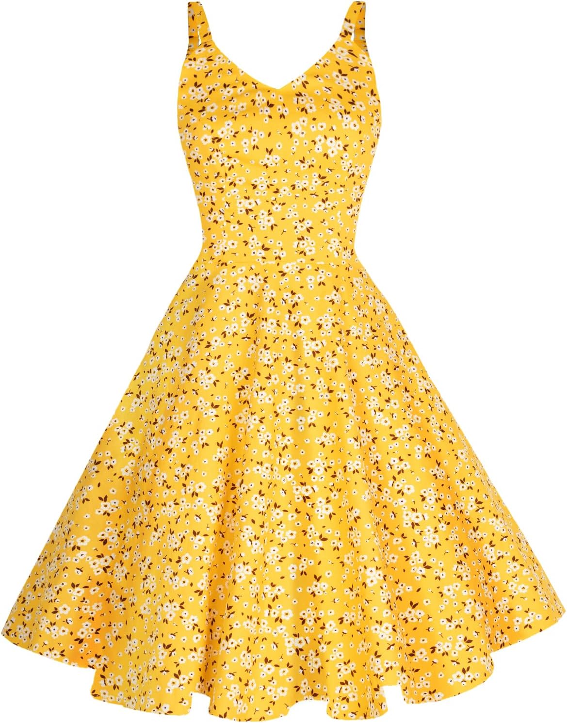 GOOBGS Women's 1950s Retro Vintage Spaghetti Strap Dress
