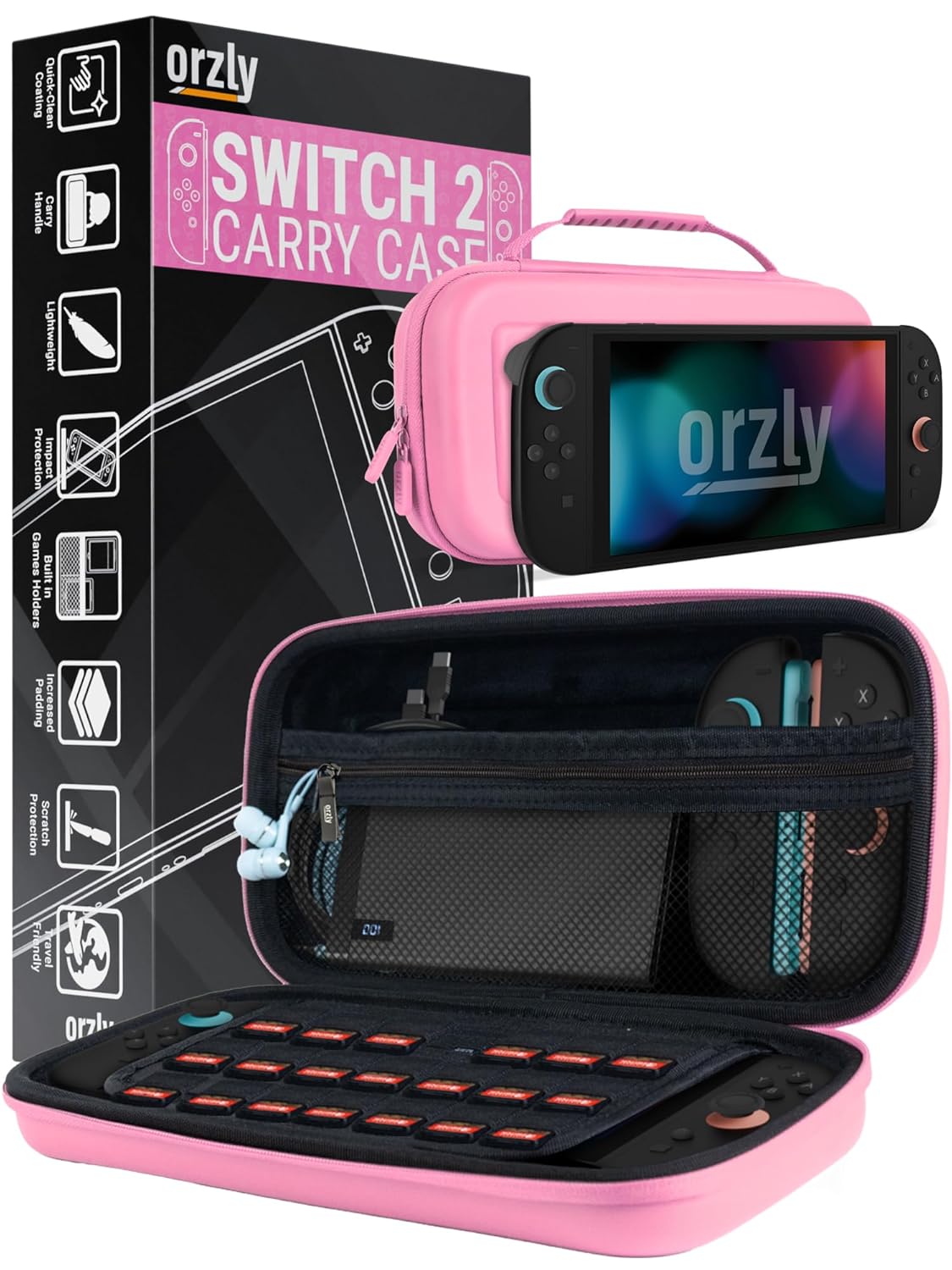 Orzly Pink Protective Carry Case for Nintendo Switch 2