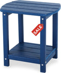 Blue Adirondack Square Outdoor Side Table - 2-Tier HDPE Patio Table