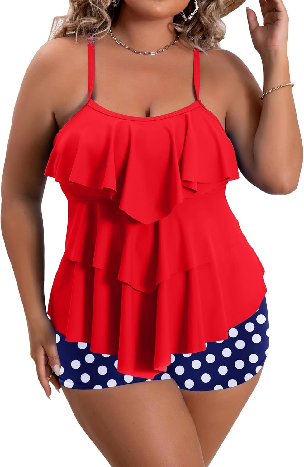 B2prity Plus Size Tankini Swimsuits for Tummy Control and Style