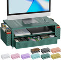 Monitor Stand with Drawer and Pen Holders - Green Monitor Riser