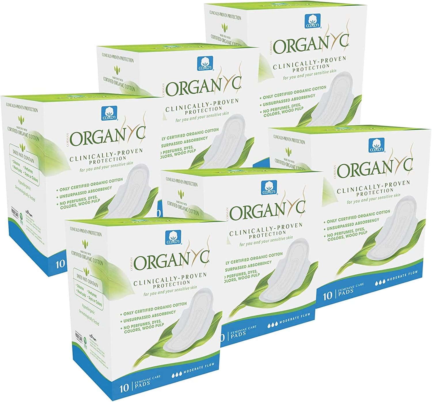 Organyc 100% Certified Organic Cotton Feminine Pads for Comfort
