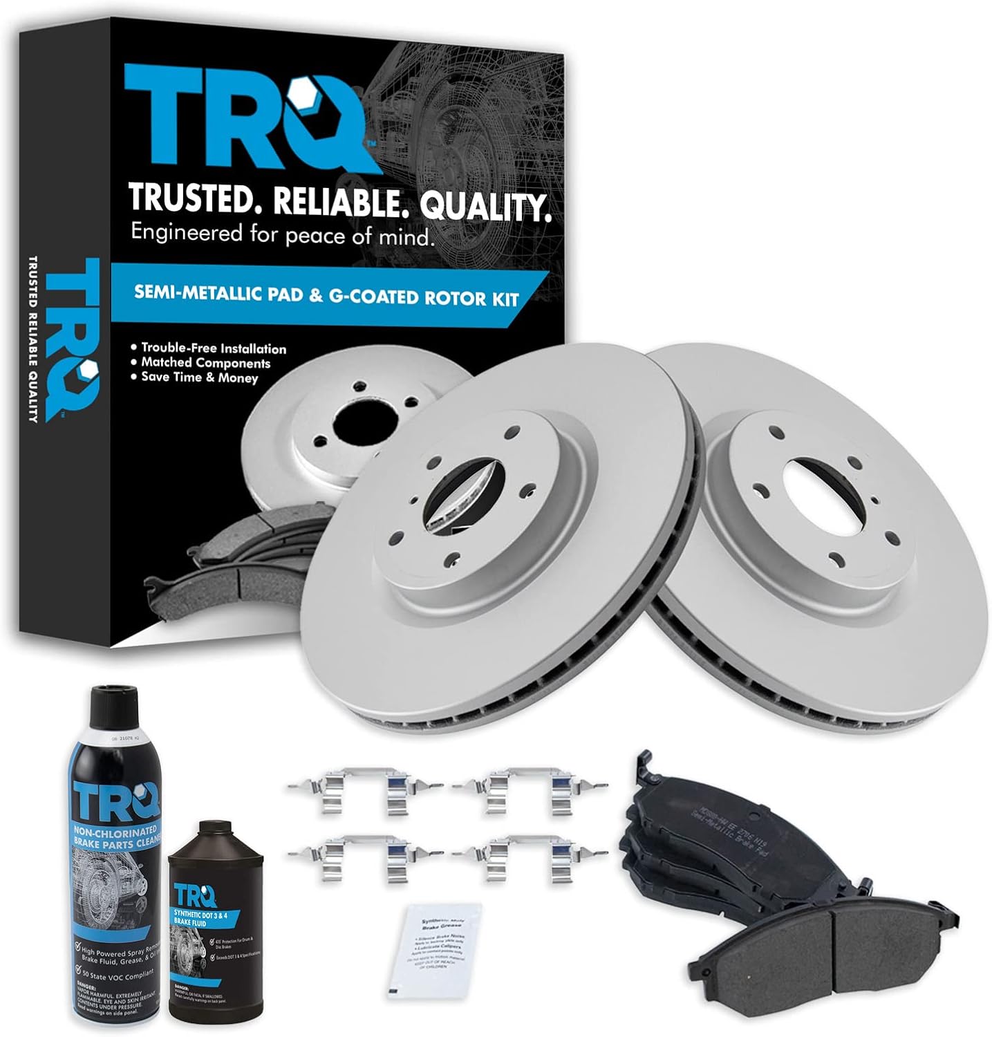 TRQ Front Semi Metallic Brake Pad & Rotor Kit for Nissan Vehicles