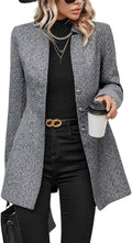 Women's Business Casual Herringbone Wool Coat - Slim Work Blazer