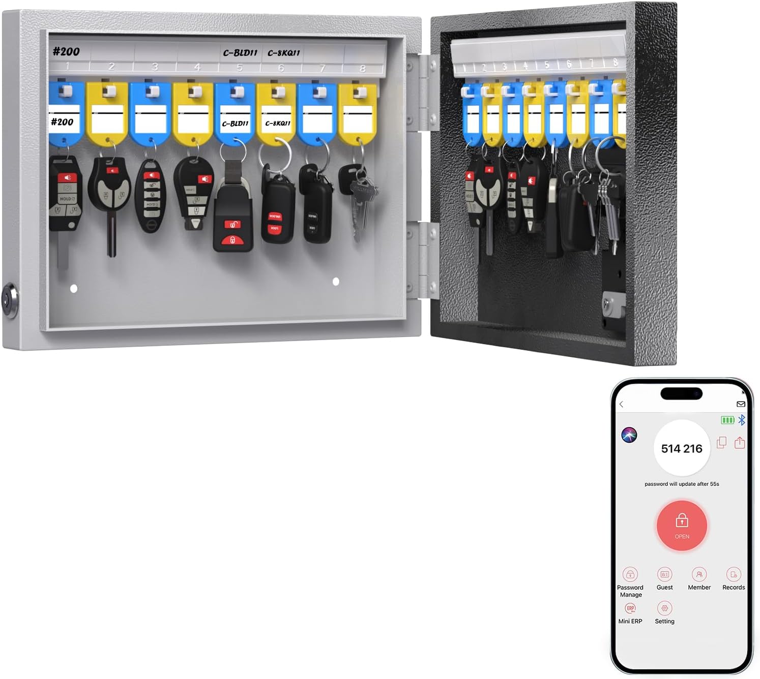 WeHere 16 Key Lock Box Wall Mount with Smart Unlock Options