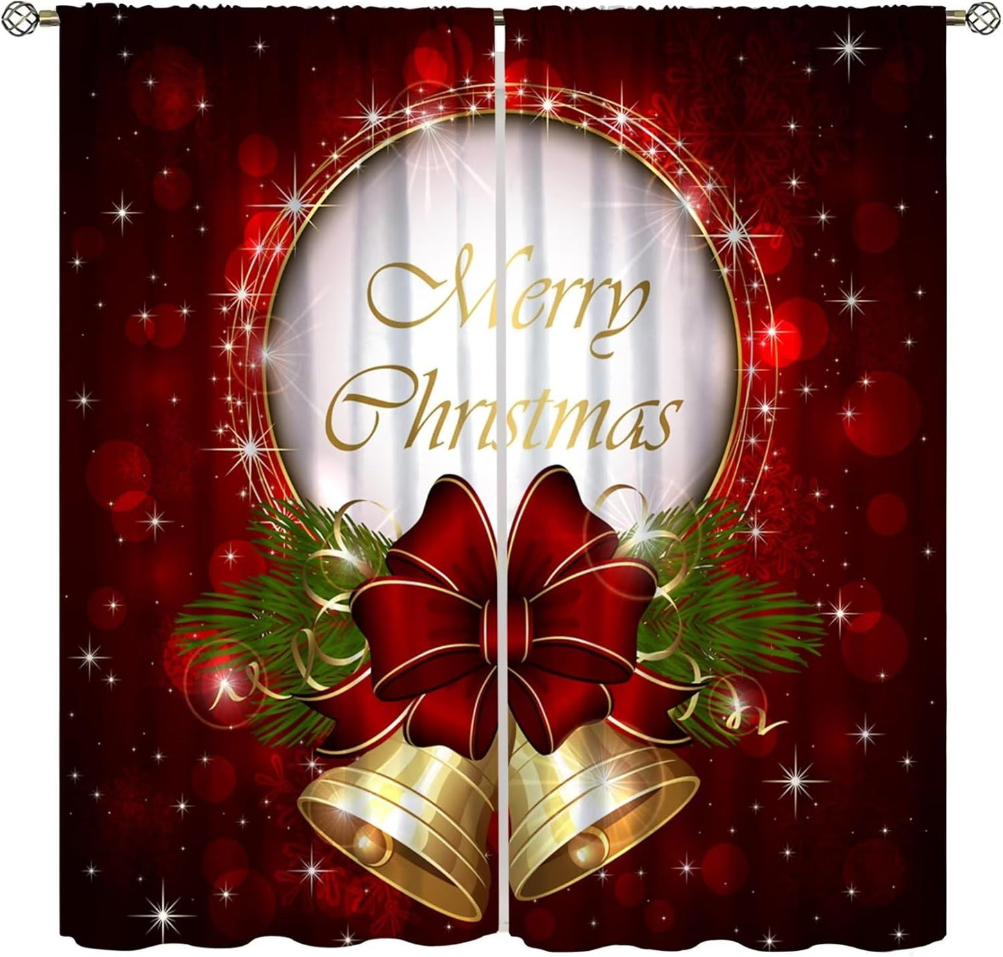 Sparkling Red Christmas Holiday Curtains - Festive Decor!