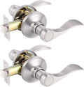 Gobrico Wave Style Passage Door Levers in Satin Nickel Finish