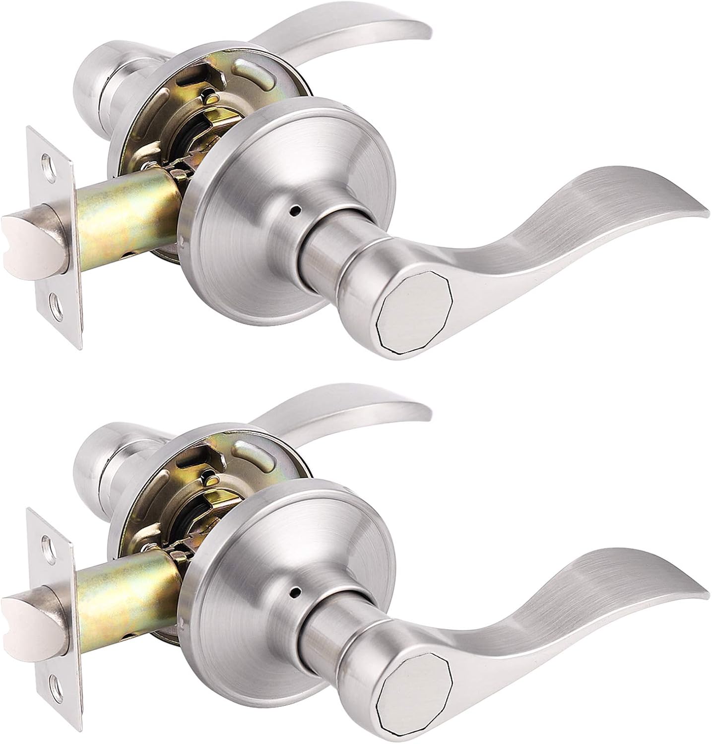 Gobrico Wave Style Passage Door Levers in Satin Nickel Finish