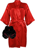 Custom Women Satin Robes with Slippers Gift Set (Style LVMP)