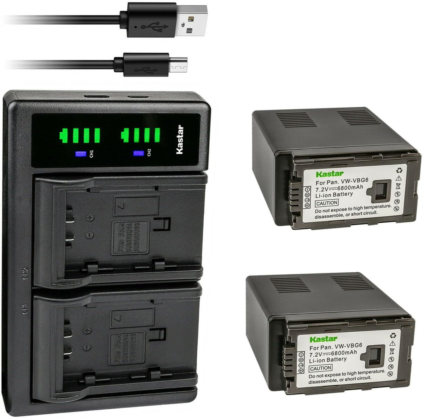 Kastar 2-Pack VW-VBG6 Battery and LTD2 USB Charger for Panasonic