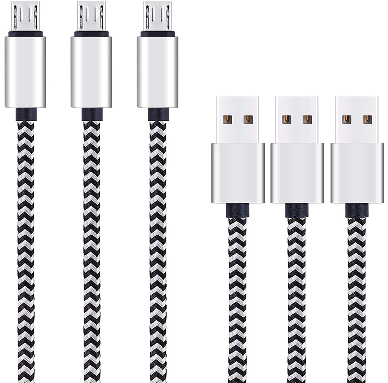 Ailun 10ft Micro USB Cable 3-Pack - Fast Charging & Sync