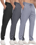 3 Pack Mens Athletic Sweatpants with Zipper Pockets - Value Joggers on