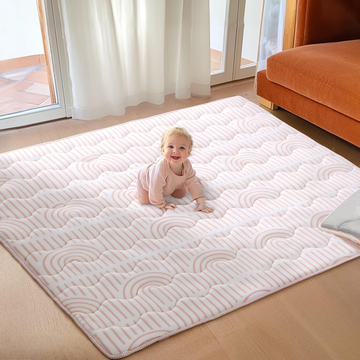 Soft Thicker Baby Mat for Floor, Extra Large Rainbow Play Mat
