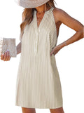 CUPSHE Womens Striped Sleeveless V Neck Mini Dress - Breezy Summer
