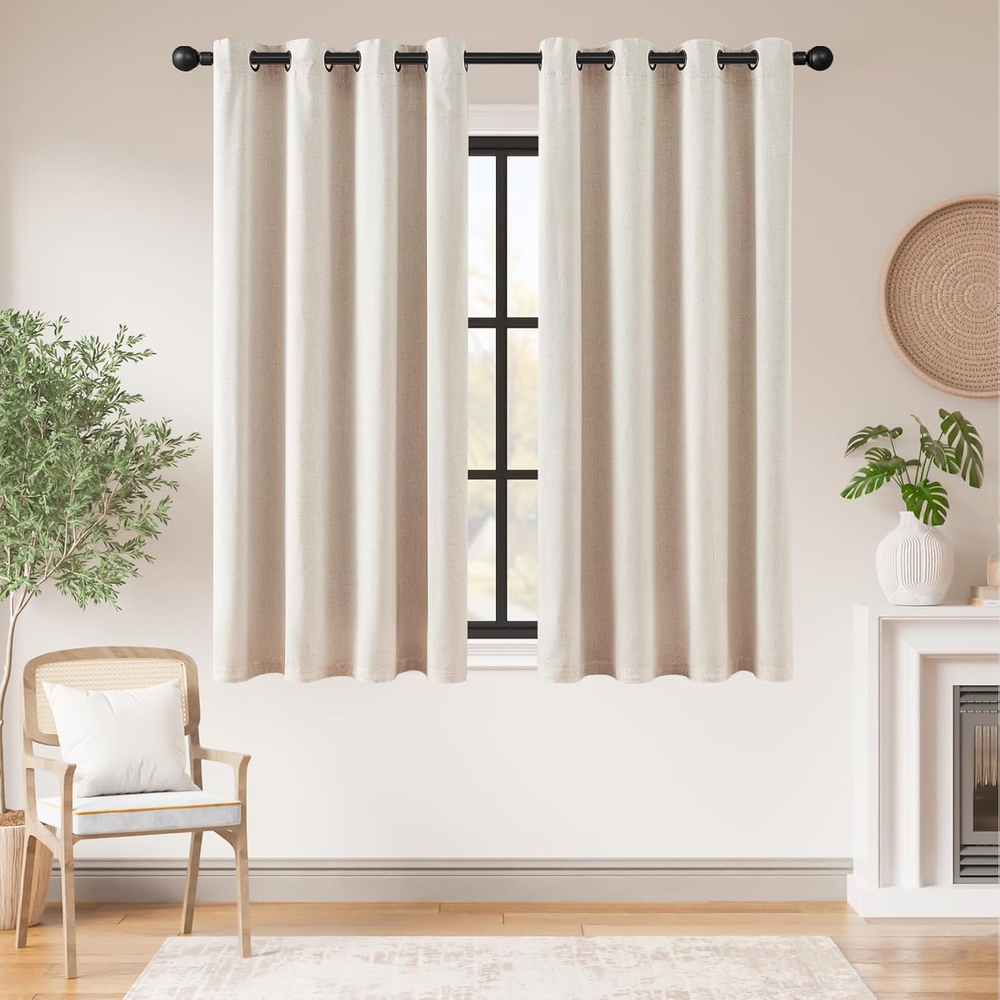 jinchan Short Blackout Curtains for Bedroom 63 Inch Length