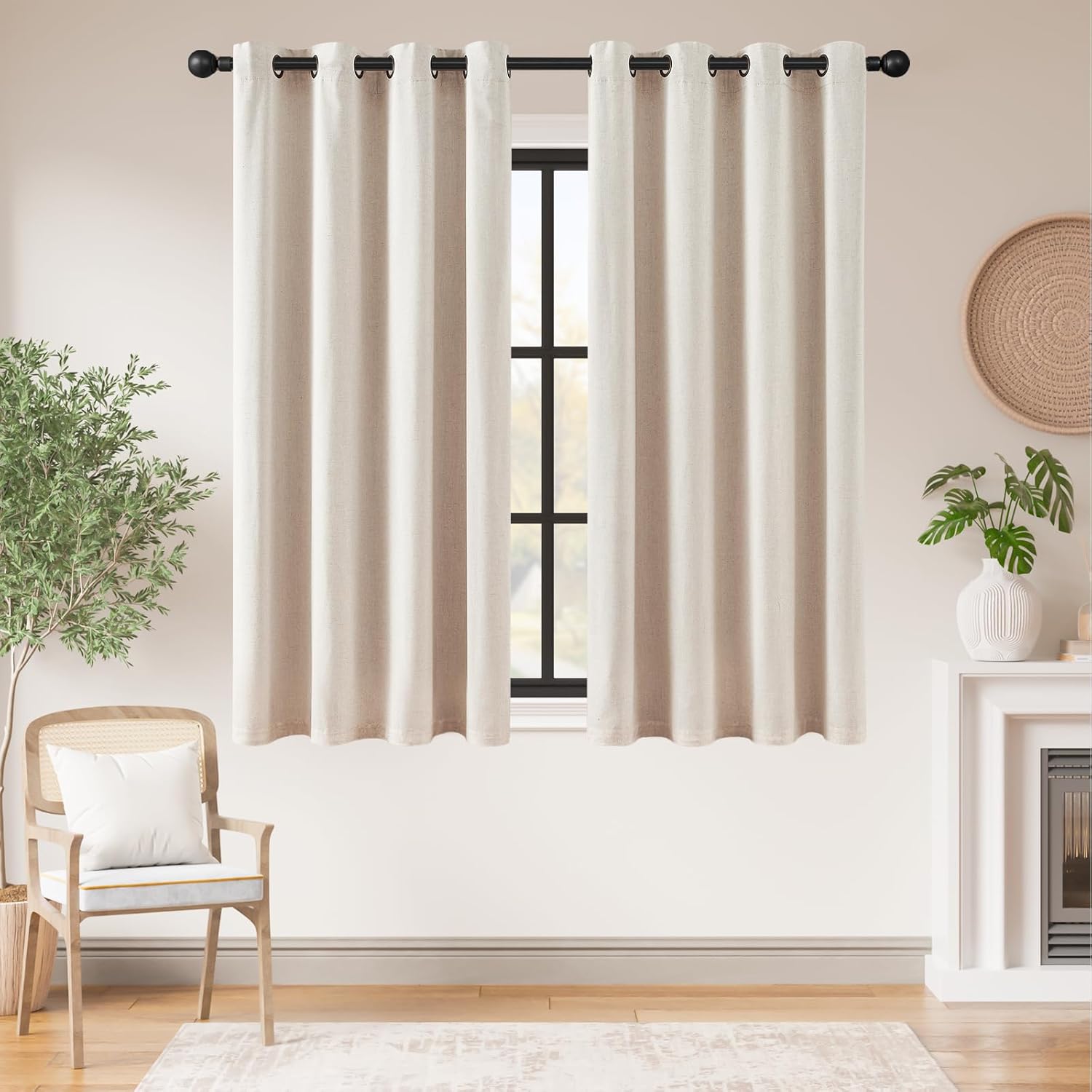 jinchan Short Blackout Curtains for Bedroom 63 Inch Length